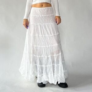 Maxi Skirt White Cottage Boho Medium